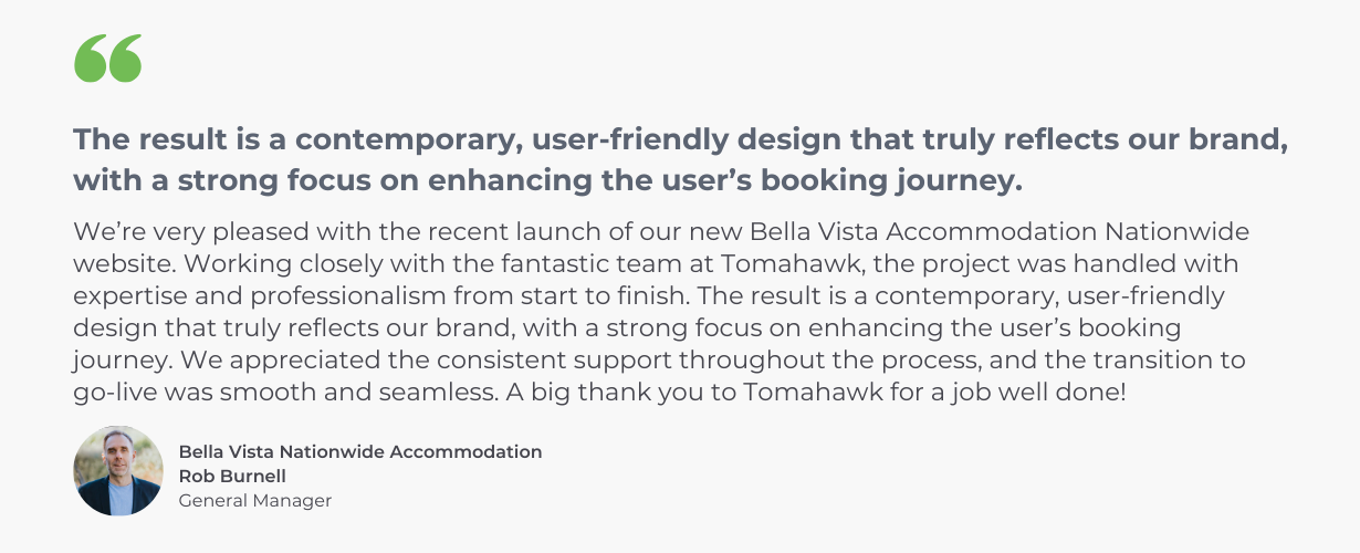 Rob Burnell from Bella Vista, testimonial for Tomahawk