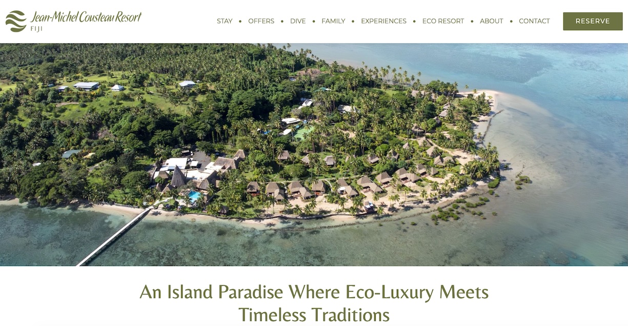 Jean-Michel Cousteau Resort website by Tomahawk