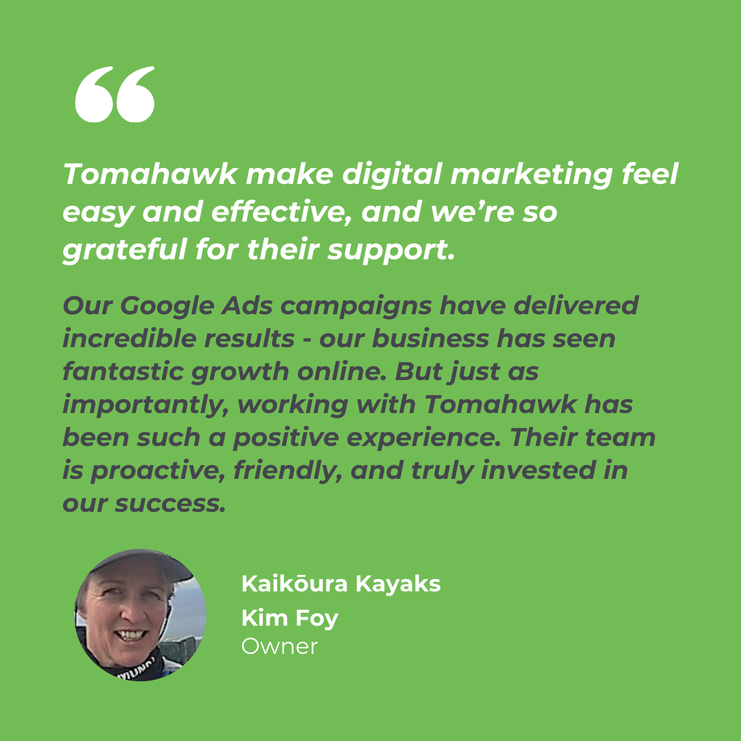 Kaikoura Kayaks testimonial for Tomahawk