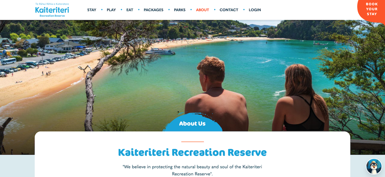 Kaiteriteri Recreation Reserve bespoke website project