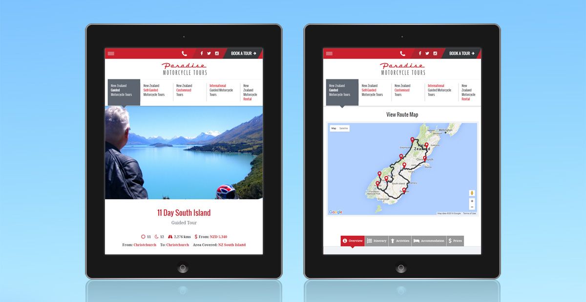 Paradise Motorcycles Website Design Tablet