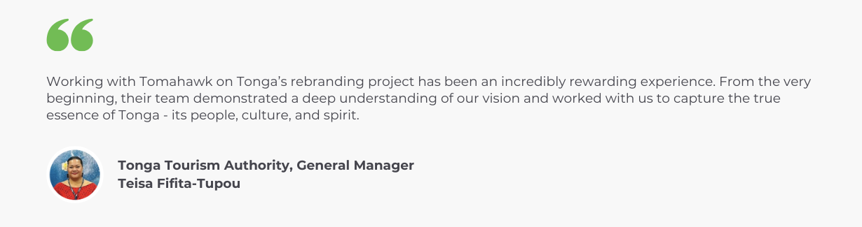 testimonial for Tomahawk by Tonga Tourism Authority