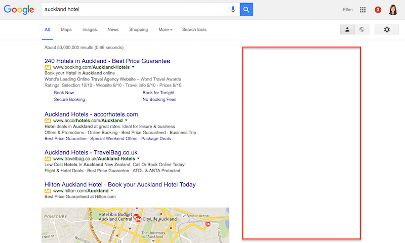 Empty Right Hand Side Google Adwords